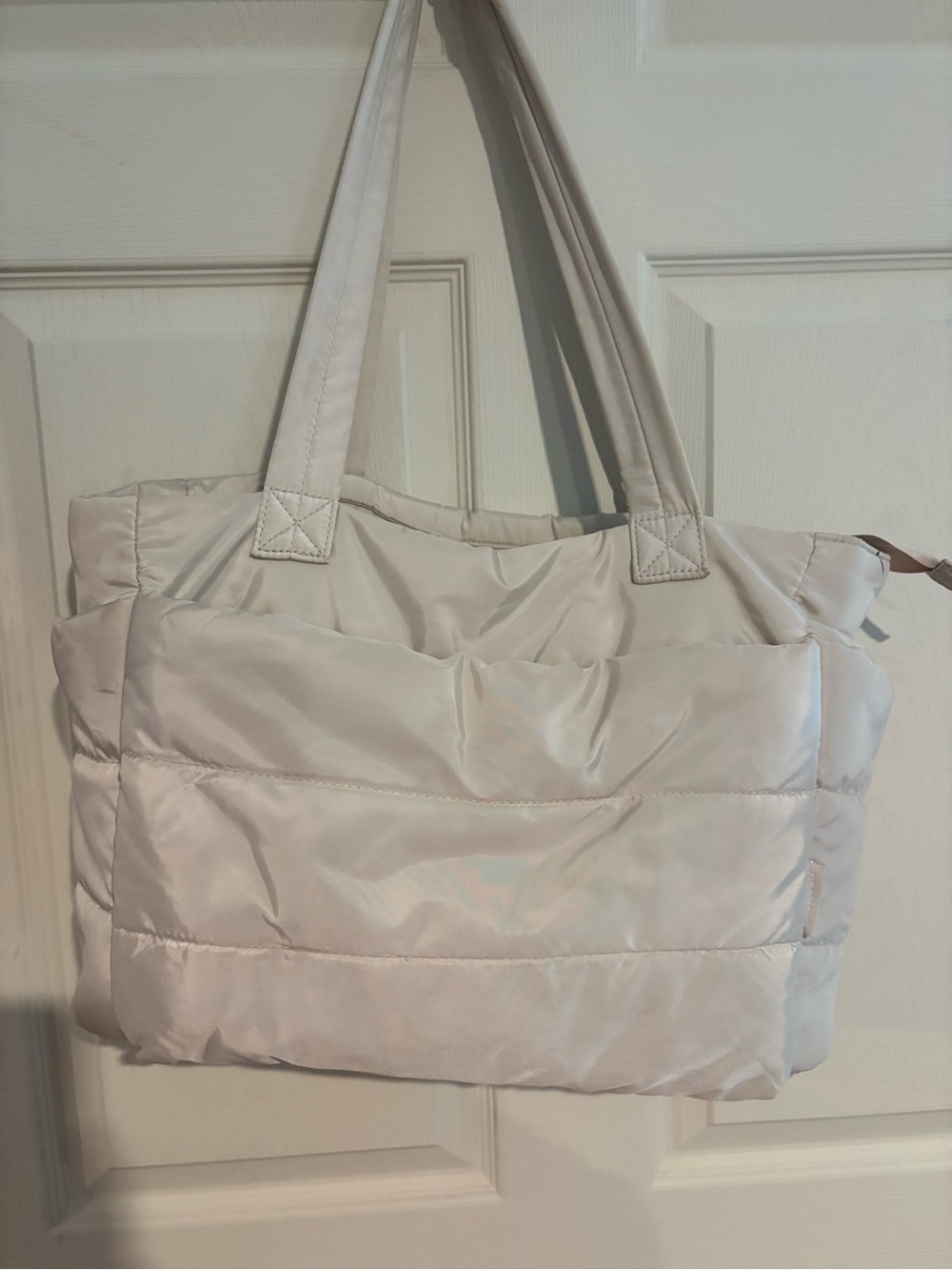 Stylish Puffer Tote Bag in Light Beige - Women Bags